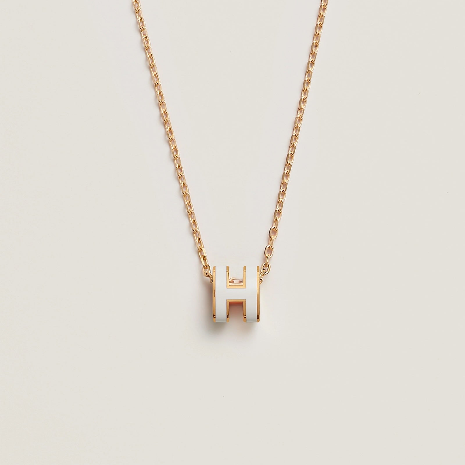 HERMES Gold Pop H Necklace Metal(Mini/Many)