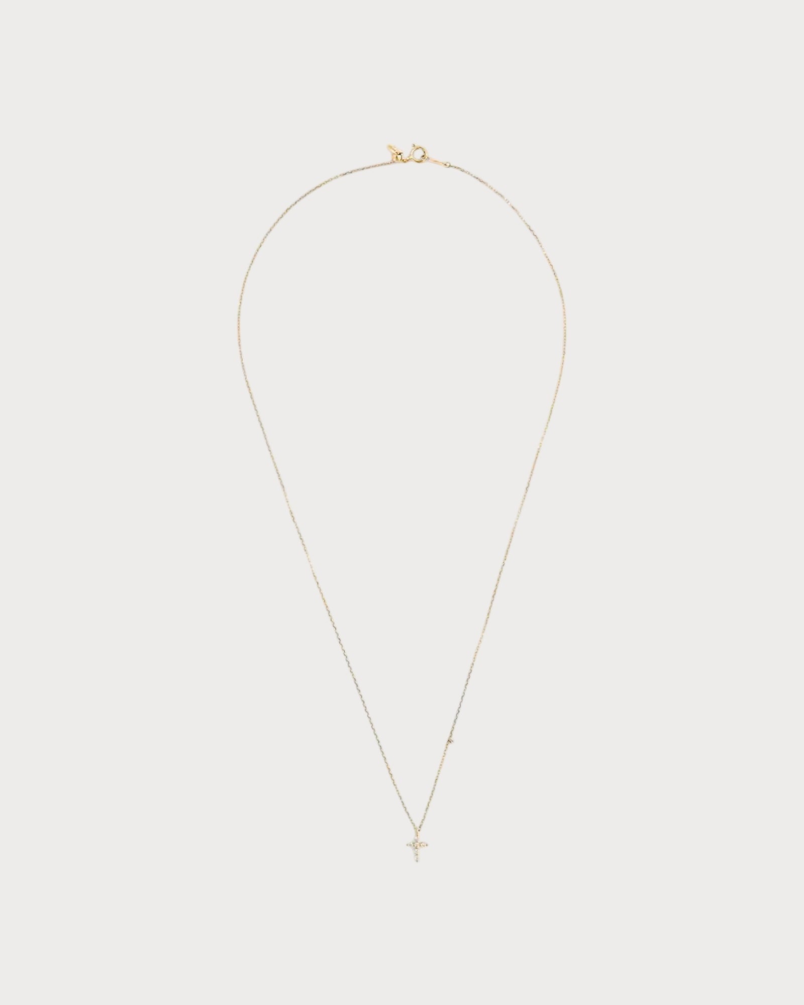 PERSEE Yellow Gold and Diamond Symbols Cross Necklace(Yellow Gold)